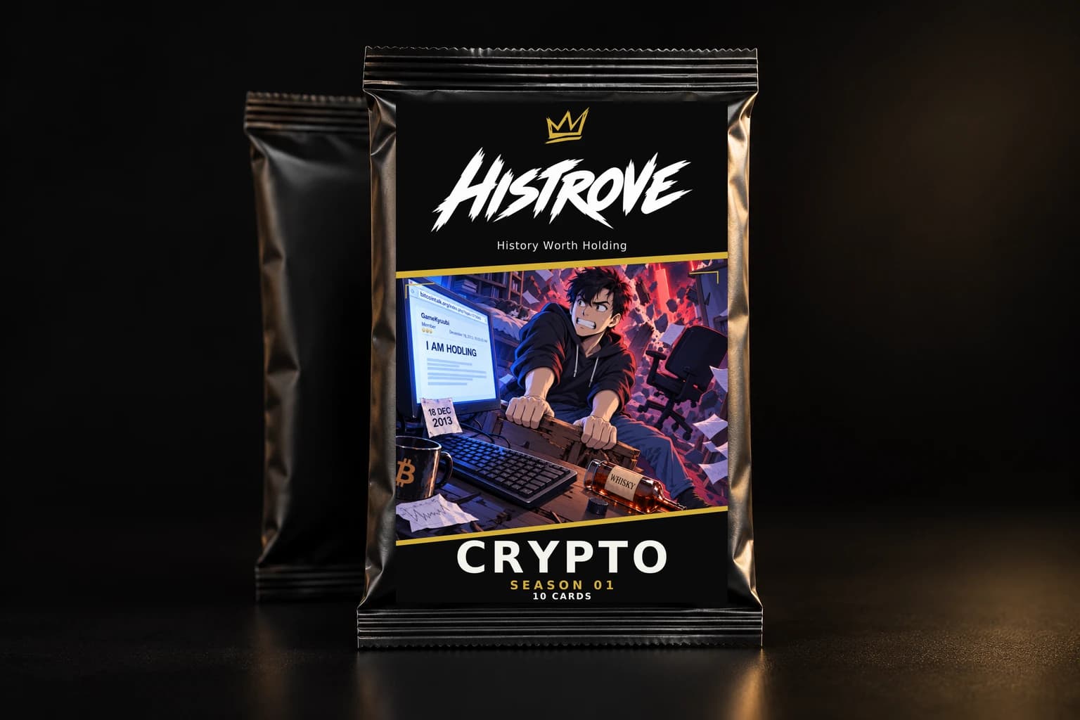 HISTROVE 10-card booster pack concept mockup; final packaging and finish may differ